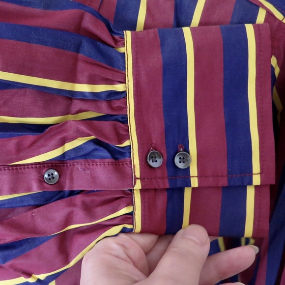 J. Crew Thomas Mason Classy Burgundy Navy Stripe Billow Sleeve Blouse NWT - Picture 7 of 12